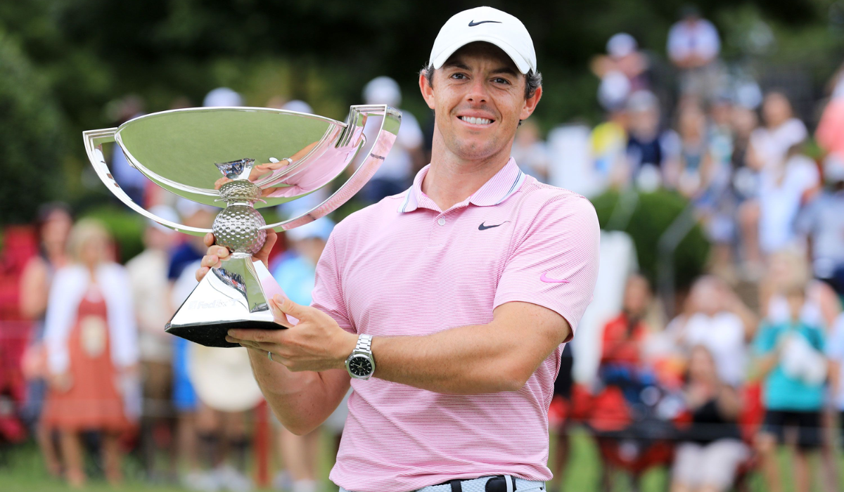 Rory McIlroy with his FedEx Cup Trophy