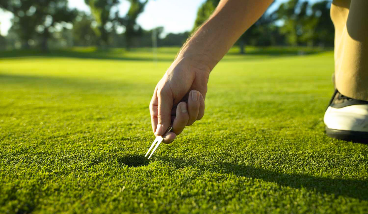 Golfer with a Divot Tool