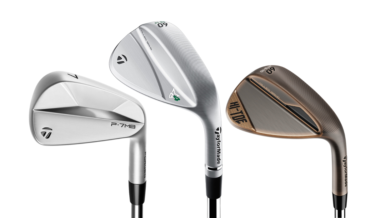TaylorMade P-7MB (23) Pitching, TaylorMade Milled Grind 4 (50 & 54 Degree) Buy here, TaylorMade Hi-Toe 4 (58 Degree) Wedges
