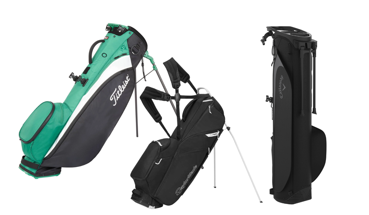 Titleist Players 4 Carbon, Callaway Par 3 Stand Bag and TaylorMade FlexTech Lite bags