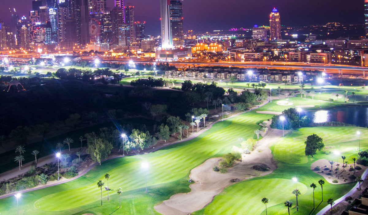 LED Lightning at Night Golf Course