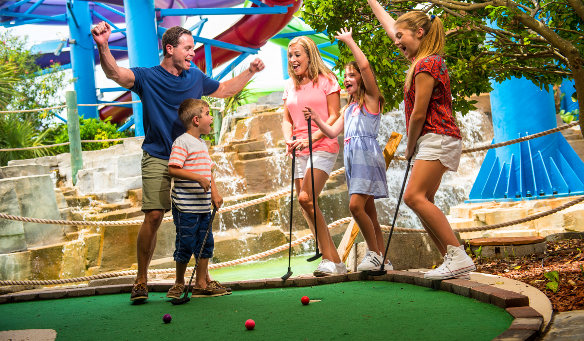 Kids Playing Mini Golf