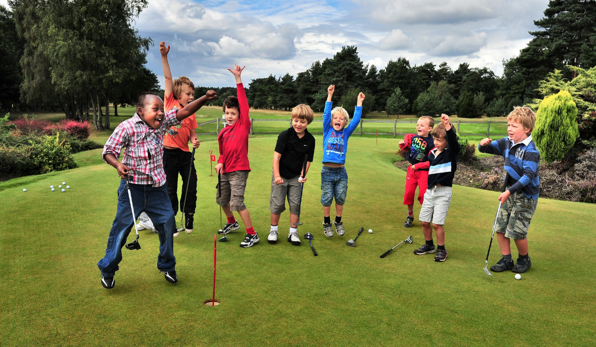 Kids Celebrating Victory in Golf