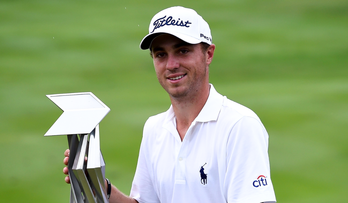 Justin Thomas with His Trophy