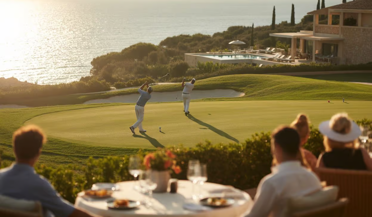 Golfers Resting in Restaurant