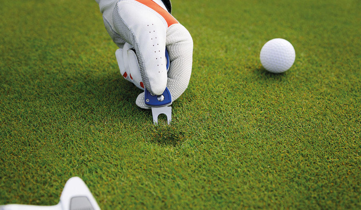 Golfer Repairing Pitch Mark